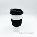 Eco-friendly-friendly BPA gratis Cangkir kopi ganda 16oz dengan lengan silikon lengan TPR